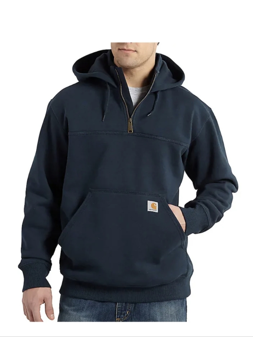 Carhartt Rain Defender  Navy Quarter-Zip Hooded Sweatshirt SZ.XL